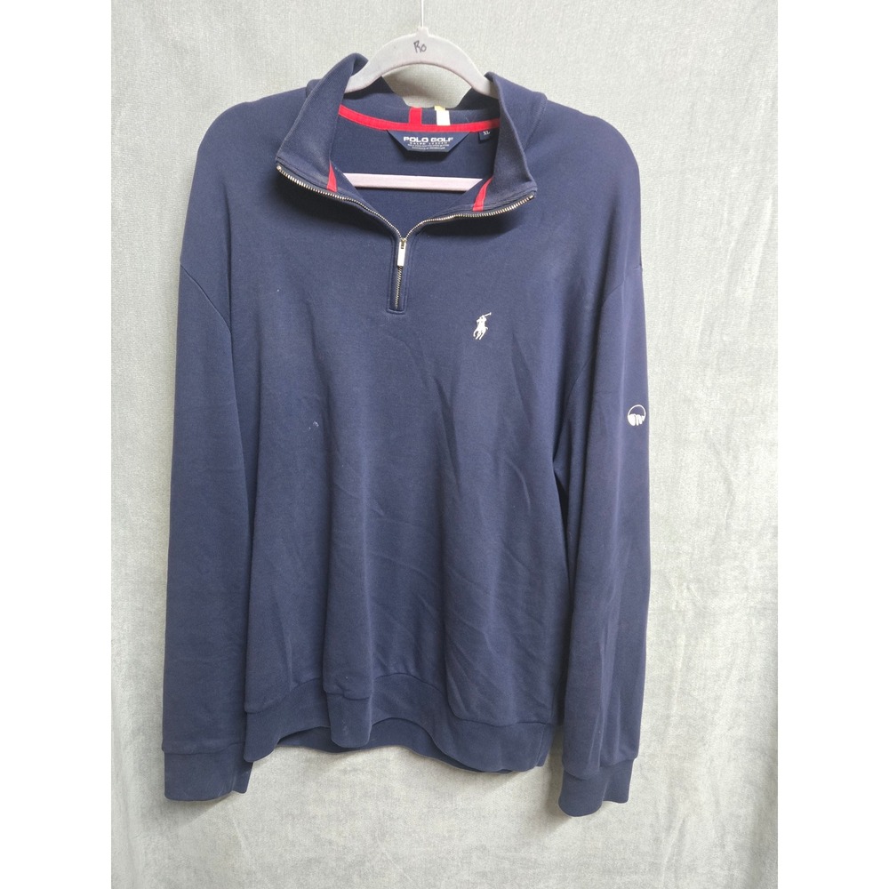 Polo Golf Ralph Lauren Men XL Navy Blue Pima Cotton Quarter Zip Pullover Vintage